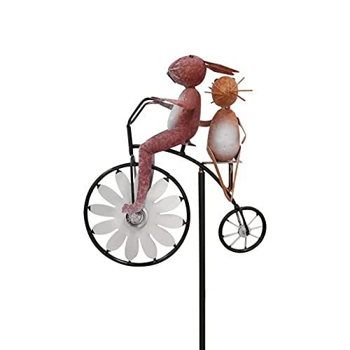 Spinner de viento de metal para bicicletas, decoración de jardín con ruedas de viento de bicicleta de animales vintage, spinner de viento de adorno para patio y jardín