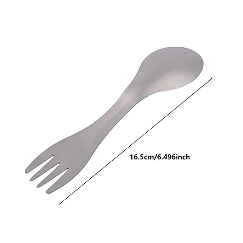 Spork Cuchara de Exterior Cubiertos Camping Titanio Tenedor Cuchara de Titanio Juego de Tenedor y Cuchara, Vajilla PortáTil para Acampar, Al Aire Libre, Vajilla para Senderismo, Gris