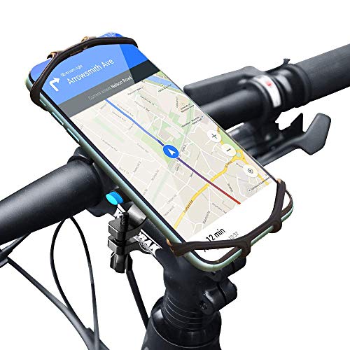 SPORTLINK Soporte Movil Bici, Universal Soporte Manillar de Silicona Base de Metal para Bicicleta, Montaña y Motocicleta Compatible con iPhone 11 Pro/11/12 MAX/SE 2020/X/XS, Samsung y 4.0"-6.5" Movil