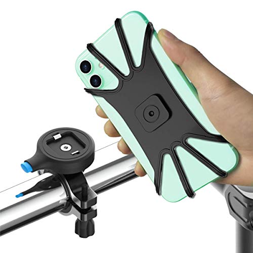 SPORTLINK Soporte Movil Bici, Universal Soporte Manillar de Silicona Base de Metal para Bicicleta, Montaña y Motocicleta Compatible con iPhone 11 Pro/11/12 MAX/SE 2020/X/XS, Samsung y 4.0"-6.5" Movil