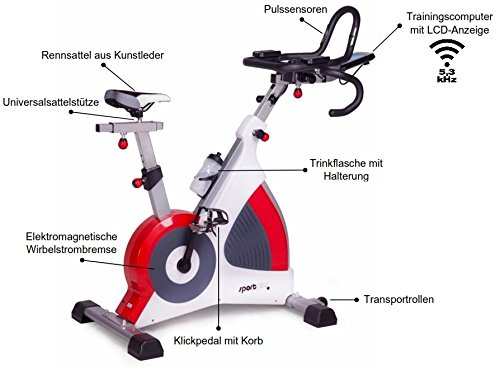 SportPlus Speedracer, Bicicleta Estática con Freno de Corrientes Inducidas de hasta 500 Vatios, Peso hasta 150 kg, Clase S.A. Calidad de Estudio, SP-SRP-3000