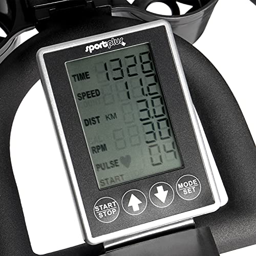 SportPlus Speedracer/Speedbike, soporte para tableta, aplicación conectada, compatible con cinturón pectoral, Bluetooth, volante de inercia de aprox. 13 kg, resistencia ajustable, SP-SRP-2100-i