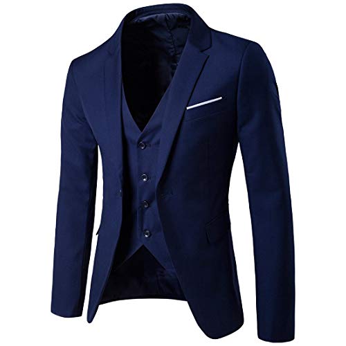 Spritumn Conjunto de Traje para Hombre, Traje de Negocios, Ajustado, Blazer con Pantalones de Traje Chaleco de Traje, Elegante para Oficina y Bodas