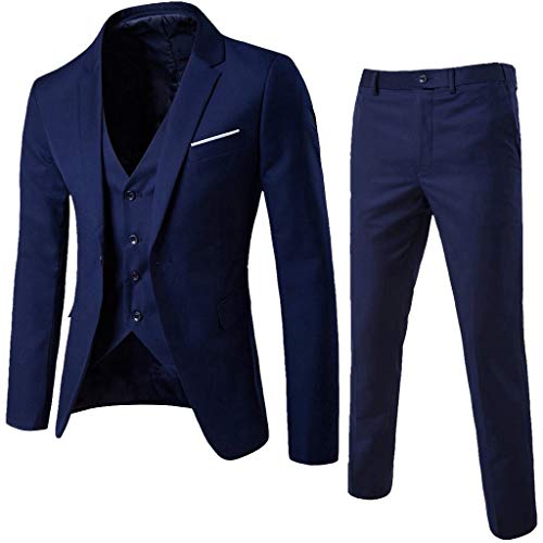 Spritumn Conjunto de Traje para Hombre, Traje de Negocios, Ajustado, Blazer con Pantalones de Traje Chaleco de Traje, Elegante para Oficina y Bodas