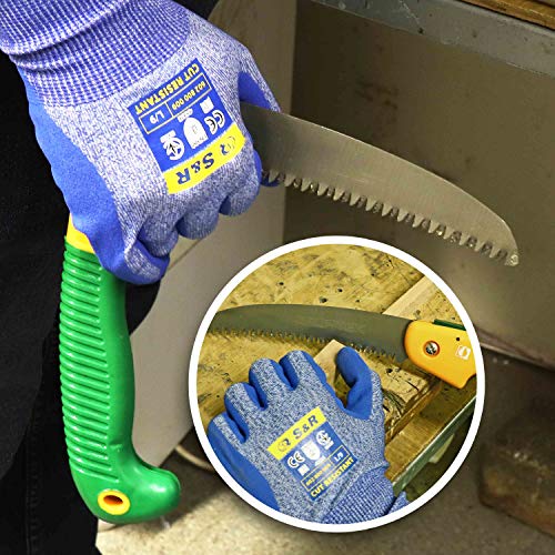 S&R Guantes Anticortes de Nivel 5 de EN 388-1 par - talla L / 9 - Guantes para trabajar con seguridad en la cocina/jardín