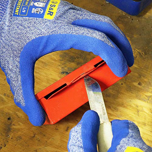 S&R Guantes Anticortes de Nivel 5 de EN 388-1 par - talla L / 9 - Guantes para trabajar con seguridad en la cocina/jardín