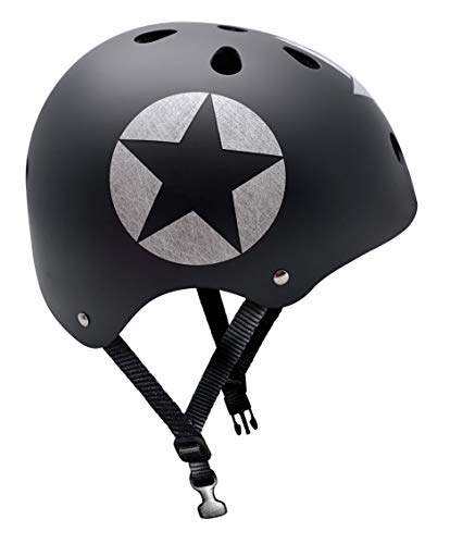 Stamp Jh674112 Skate Helmet Black Star with HEADRING, Unisex niños, Negro, 6+