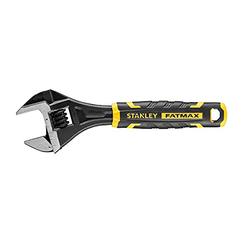 Stanley STA013126 FatMax-Llave Inglesa Ajustable (8", Bimaterial, con función de Apertura rápida, Medidas métricas y en Pulgadas, Orificio para Colgar), Negro y Amarillo