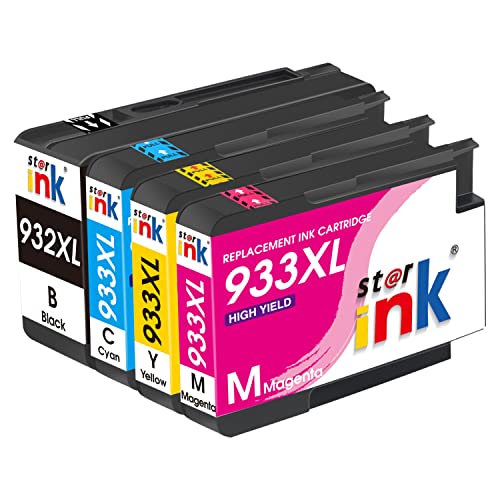 Starink - Cartuchos de tinta compatibles con HP 932XL 933XL 932 933 XL para impresoras HP Officejet 6100 6600 6700 7110 7612 7610 (negro, cian, magenta y amarillo)