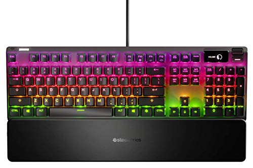 SteelSeries Apex 7 - Teclado mecánico para gaming – Smart Display OLED – Retroiluminación LED RGB - Interruptores azul - Teclado inglesa (QWERTY)