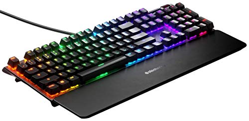 SteelSeries Apex 7 - Teclado mecánico para gaming – Smart Display OLED – Retroiluminación LED RGB - Interruptores azul - Teclado inglesa (QWERTY)