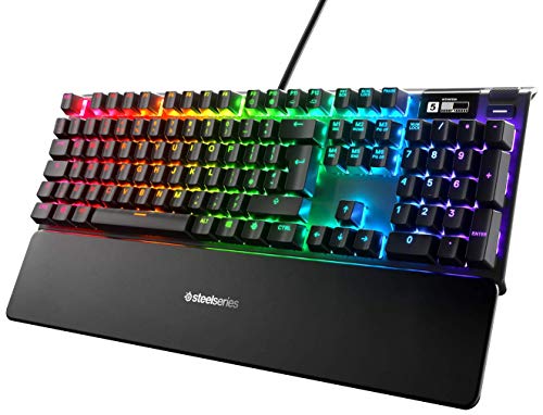 SteelSeries Apex 7 - Teclado mecánico para gaming – Smart Display OLED – Retroiluminación LED RGB - Interruptores azul - Teclado inglesa (QWERTY)