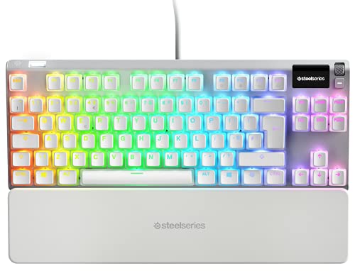 SteelSeries Apex 7 TKL Ghost - Teclado mecánico para Gaming - Pantalla Inteligente OLED - Lineal y silencioso - Teclas de Doble inyección PBT Estilo Pudding - Teclado Inglesa (QWERTY)