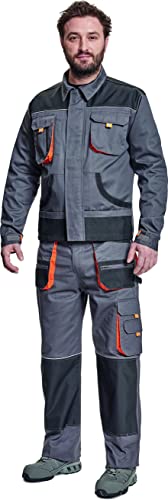 Stenso Des-Emerton - Chaqueta de Trabajo Multiusos para Hombre - Codos Reforzados - Gris/Negro/Naranja - 52