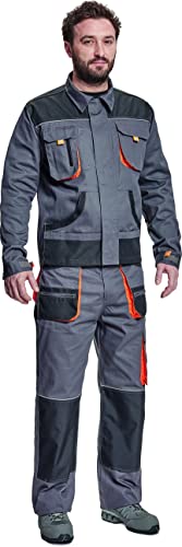 Stenso Des-Emerton - Chaqueta de Trabajo Multiusos para Hombre - Codos Reforzados - Gris/Negro/Naranja - 52