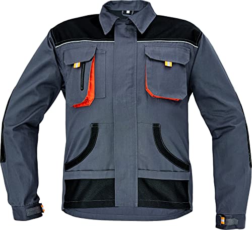 Stenso Des-Emerton - Chaqueta de Trabajo Multiusos para Hombre - Codos Reforzados - Gris/Negro/Naranja - 52