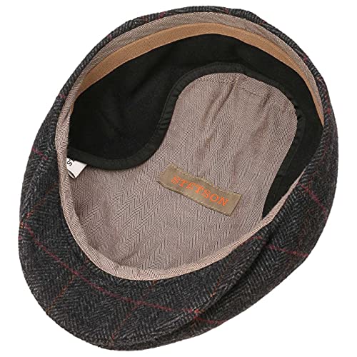 Stetson Gorra Plana con Orejeras Kent, Hombre - Gorra chata con Orejeras - Gorra con diseño en Espiga - otoño/Invierno - Gorra con Visera Antracita 59 cm