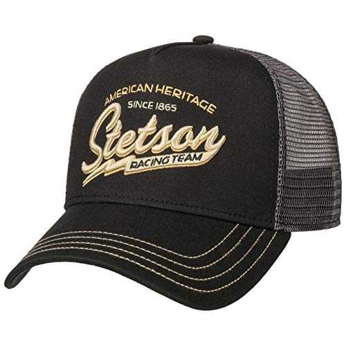 Stetson Gorra Trucker Racing Team Hombre - de Baseball Malla béisbol Snapback, con Visera, Visera Verano/Invierno - Talla única Negro