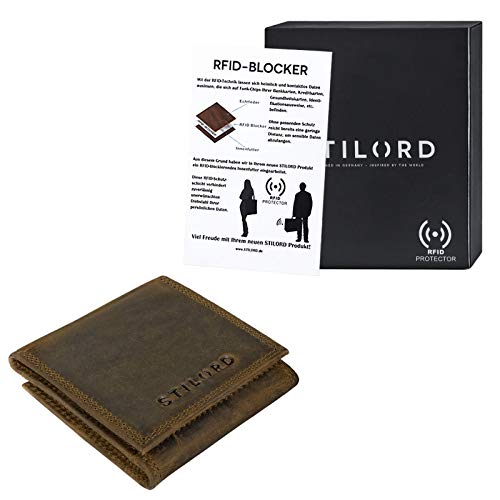 STILORD 'Cody' Mini Monedero Cuero con Compartimento para Billetes Mini Billetera Hombre Piel Vintage Organizador Pequeña con Cremallera Slim Wallet, Color:marrón - Medio