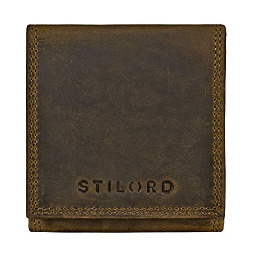 STILORD 'Cody' Mini Monedero Cuero con Compartimento para Billetes Mini Billetera Hombre Piel Vintage Organizador Pequeña con Cremallera Slim Wallet, Color:marrón - Medio