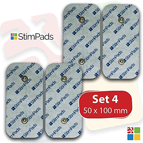 StimPads Electrodos para Compex*, envase con 4 electrodos 50x100mm de “Snap Dual”. ¡Funcionan a la perfección con Compex*,100% compatibles! ¡Ahorra hasta el 50% en comparación con los Originales!