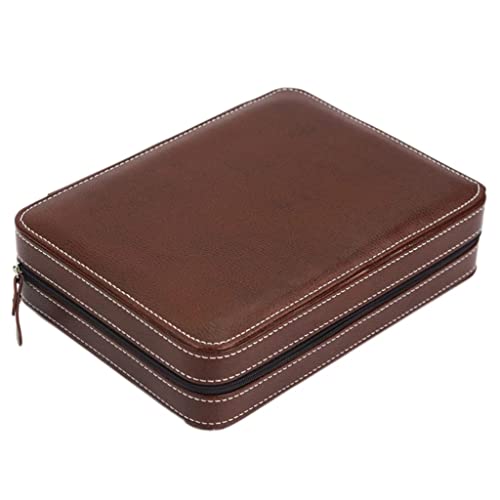 Storage Box Caja de reloj Caja de almacenamiento de cuero artificial Caja de cremallera for hombre portátil o (marrón) (Color : A, Size : One size)