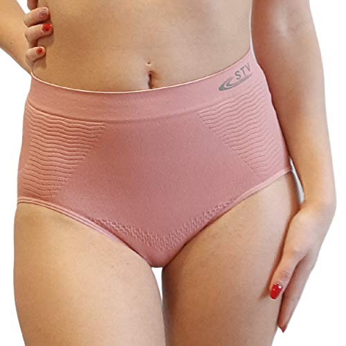 STV Bragas moldeadoras de mujer Ropa interior de cintura alta Vientre plano Lencería suave sin costuras Agradable de llevar Rosa viejo - L