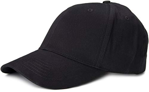 styleBREAKER Gorra clásica de 6 Paneles con Superficie cepillada, Gorra de béisbol, Ajustable, Unisex 04023018, Color:Negro