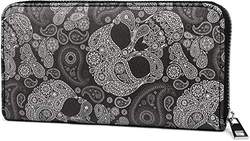 styleBREAKER Monedero de Mujer con Estampado de Cachemira con Calavera, Cremallera, Cartera 02040118, Color:Negro