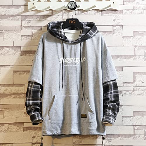 Sudadera con capucha de los hombres con estampado de letras de Streetwear sudadera con capucha, Gris801, XL/3XL