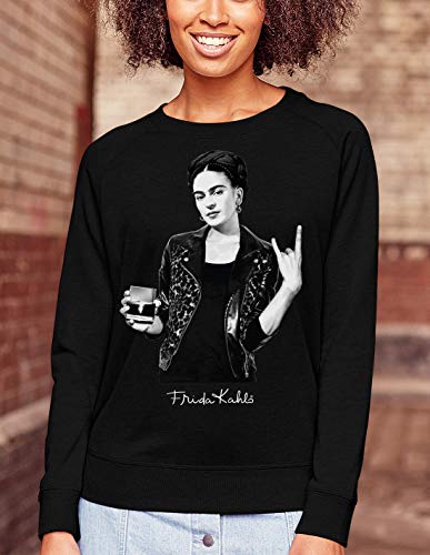 Sudadera para mujer Frida Kahlo oficial estilo Rock Negro L