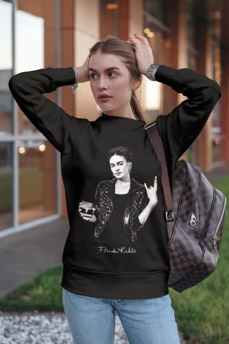 Sudadera para mujer Frida Kahlo oficial estilo Rock Negro L