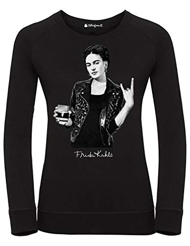 Sudadera para mujer Frida Kahlo oficial estilo Rock Negro L