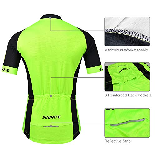 SUHINFE Ropa Ciclismo Hombre, Transpirable y de Secado rápido Maillot Ciclismo y Grueso Culotte Acolchado 5D para Verano