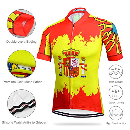 SUHINFE Ropa Ciclismo Hombre Verano, Transpirable y de Secado rápido Maillot Ciclismo y Pculotte Ciclismo con 5D Gel Pad para Bicicleta de Carretera y MTB