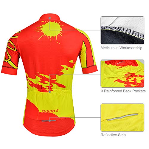 SUHINFE Ropa Ciclismo Hombre Verano, Transpirable y de Secado rápido Maillot Ciclismo y Pculotte Ciclismo con 5D Gel Pad para Bicicleta de Carretera y MTB