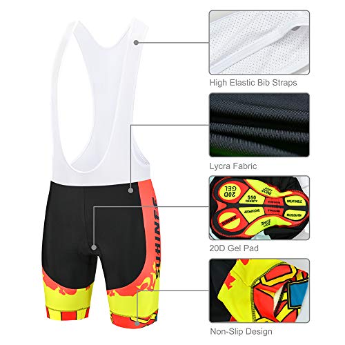 SUHINFE Ropa Ciclismo Hombre Verano, Transpirable y de Secado rápido Maillot Ciclismo y Pculotte Ciclismo con 5D Gel Pad para Bicicleta de Carretera y MTB