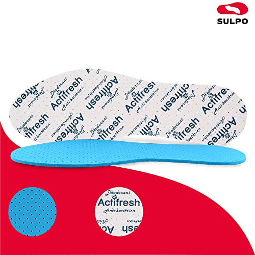 SULPO - 4 pares de plantillas antisudor Actifresh, plantillas antibacterianas para pies frescos, plantillas para zapatos de trabajo, anti-sudor, suelas, desinfección de zapatos
