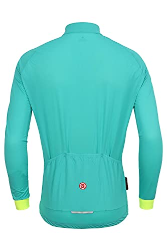 SUNDRIED Camiseta de Ciclismo de Manga Larga para Hombre (Turquesa, L)