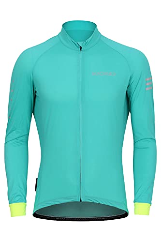 SUNDRIED Camiseta de Ciclismo de Manga Larga para Hombre (Turquesa, L)