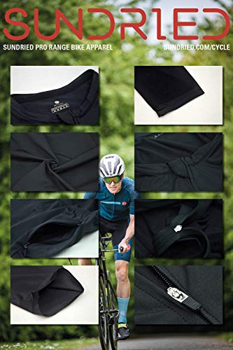 SUNDRIED Jersey Ciclo Hombre Negro Bicicletas Premium Ropa Italiana Telas Carretera y MTB (Negro, L)