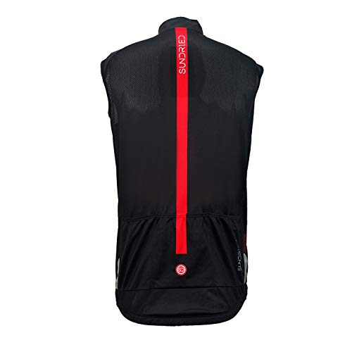 SUNDRIED Pro Cycling Gilet Chaleco de Ciclismo Ligero Chaleco Deportivo para Ciclismo y Carrera (Negro, L)