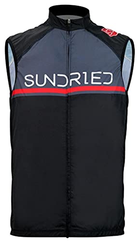 SUNDRIED Pro Cycling Gilet Chaleco de Ciclismo Ligero Chaleco Deportivo para Ciclismo y Carrera (Negro, L)