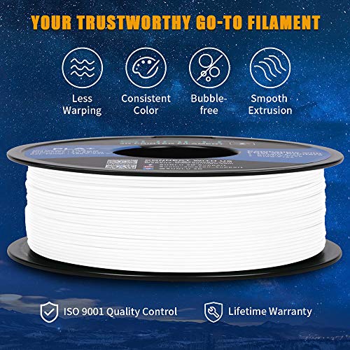 SUNLU PLA+ Filament 1.75mm for 3D Printer & 3D Pens, 1KG (2.2LBS) PLA+ 3D Printer Filament Tolerance Accuracy +/- 0.02 mm, White