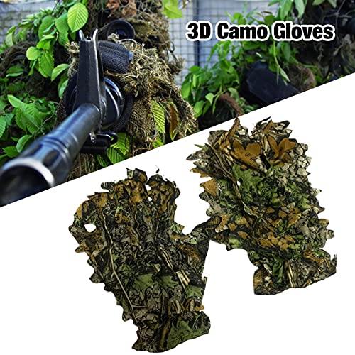 Sunnyushine Sneaky - Guantes de camuflaje 3D, cómodos, antideslizantes, duraderos, con hojas 3D, para camuflaje, caza, para camuflaje