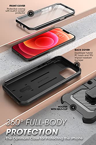 SUPCASE Funda iPhone 13 Pro 6.1 [Unicorn Beetle Pro] Carcasa Resistente de Cuerpo Completo Case con Protector de Pantalla Integrado y Soporte - Negro
