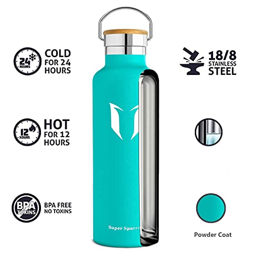 Super Sparrow Botella Agua Acero Inoxidable - Botella Agua Niños - 500ml - Botella Termica Boca Estándar - Sin BPA , para Niños & Adultos, Deporte, Oficina, Yoga, Ciclismo