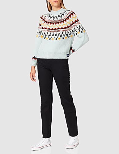 Superdry Classic Fairisle Crew Sudadera, Azul Suave, M para Mujer