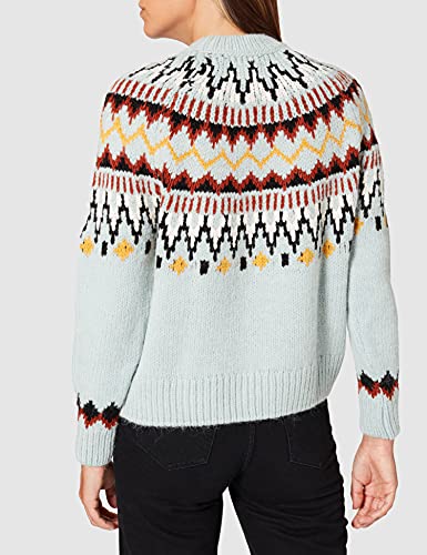 Superdry Classic Fairisle Crew Sudadera, Azul Suave, M para Mujer