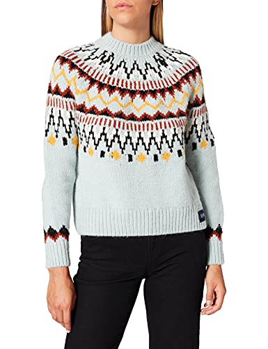 Superdry Classic Fairisle Crew Sudadera, Azul Suave, M para Mujer